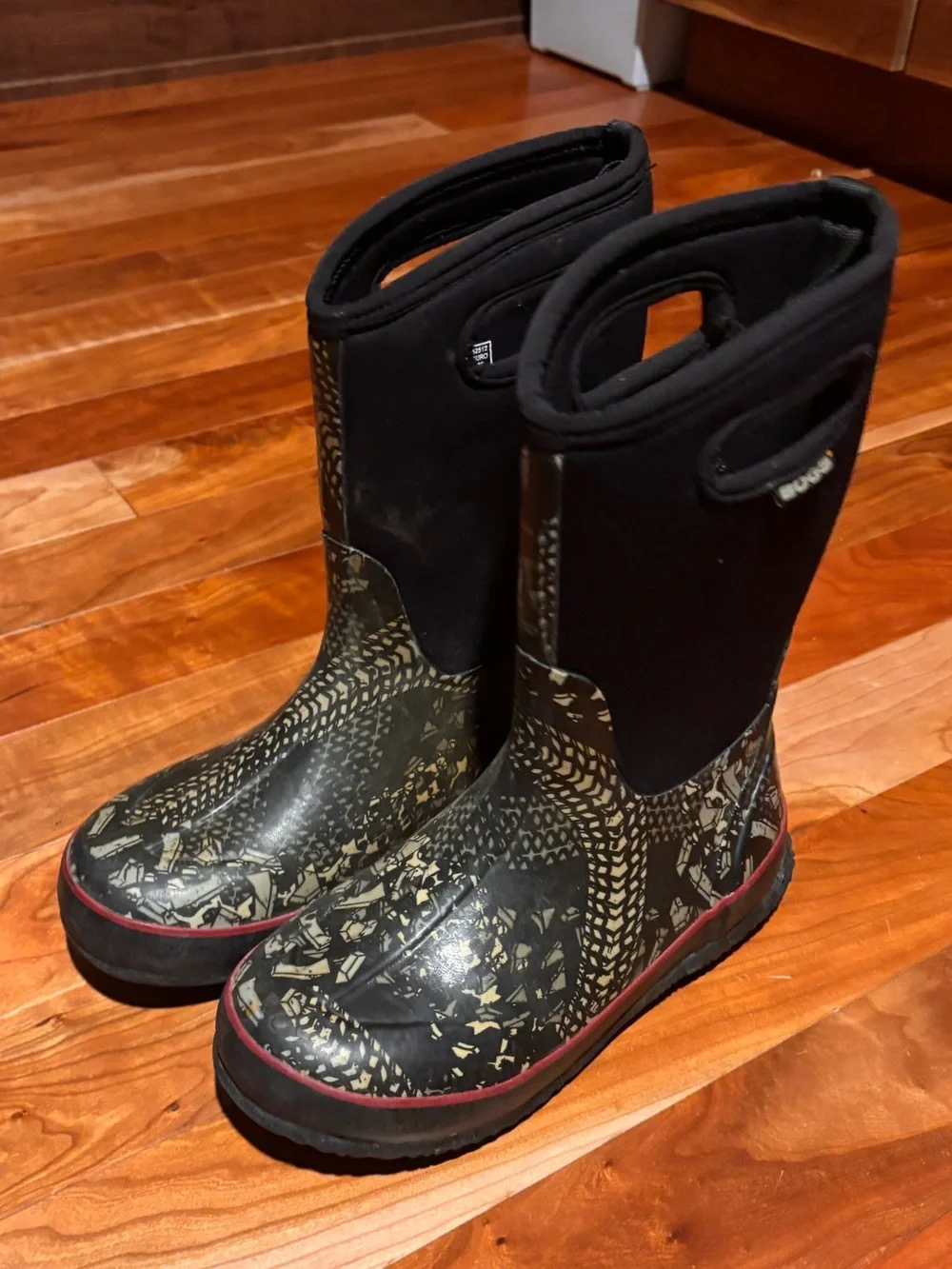 Bogs Kids Black Patterned Waterproof Snow Boots Winter Boots